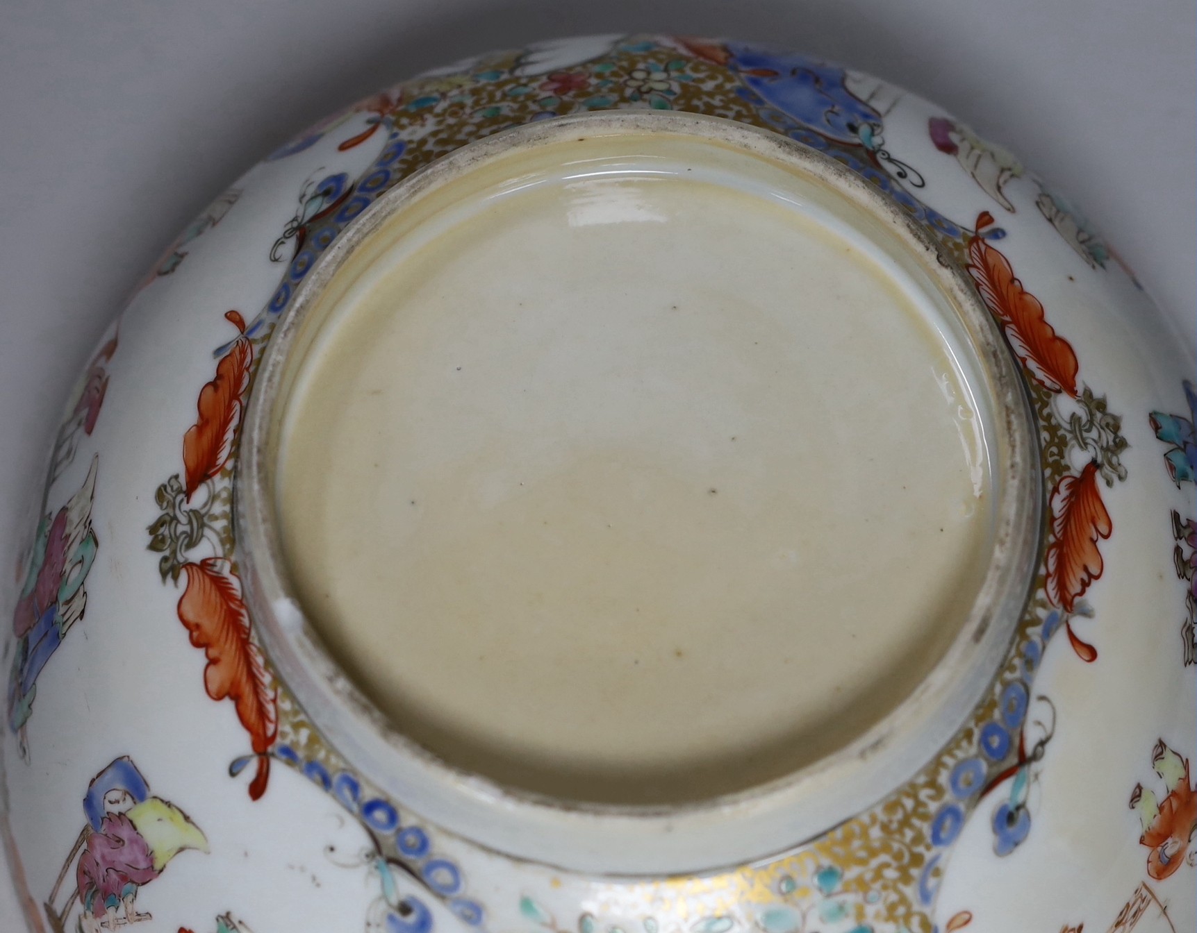 A Chinese famille rose ‘Mandarin’ bowl, Qianlong period, 26cm diameter
